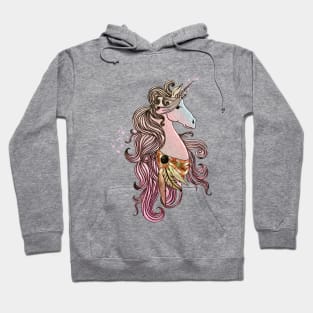 Beautiful unicorn in pink colors Hoodie